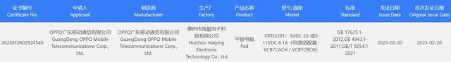 对标iPad Pro！OPPO新款平板电脑通过3C认证插图1