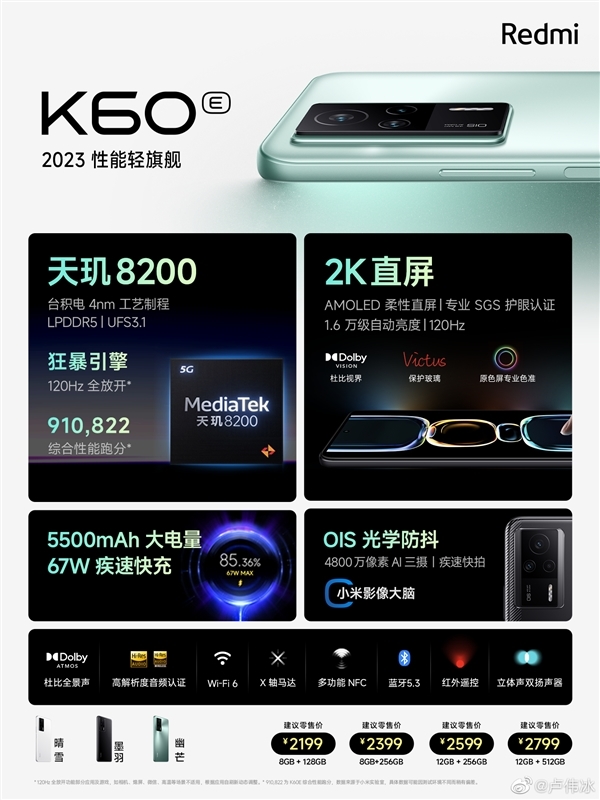 2K直屏同级唯一！Redmi K60E史低价：12+256GB仅1699元插图3