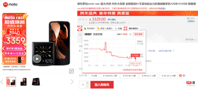 价格创新低！摩托罗拉moto razr 2022折叠屏手机仅售3329元插图