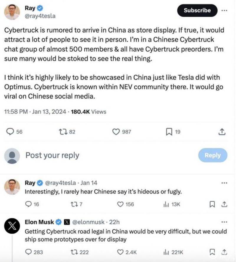 特斯拉Cybertruck中国巡展即将开启 马斯克：合法化上路很难插图2