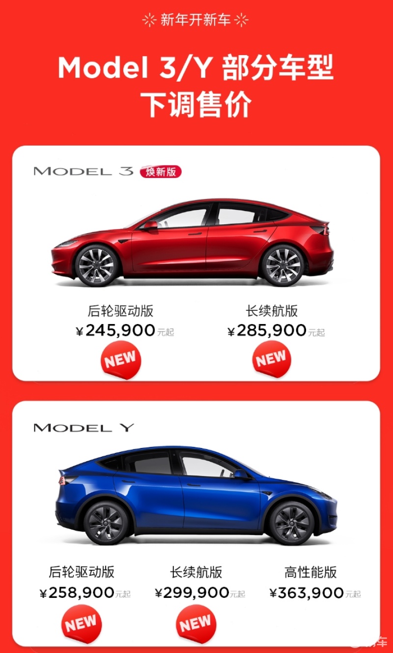 特斯拉Model 3/Y部分车型售价调整 最高降幅1.55万元插图