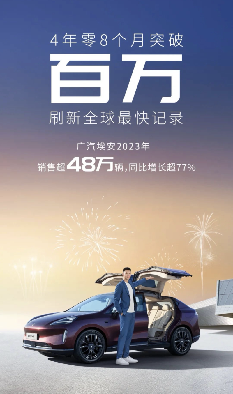 2023年广汽埃安累计销量超48万辆 同比增长超77%插图