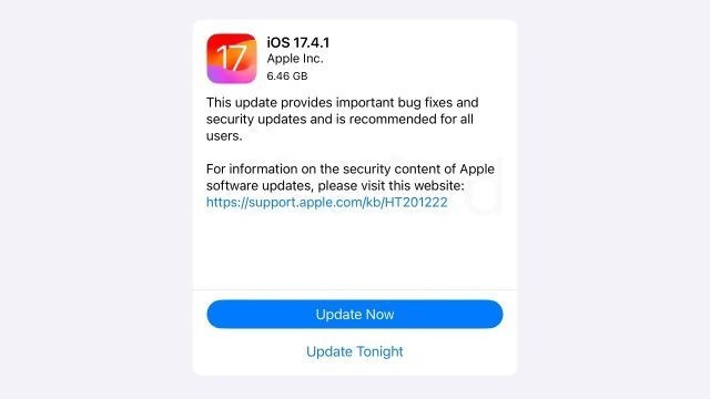 重要错误修复和安全更新！苹果发布iOS/iPad OS 17.4.1插图