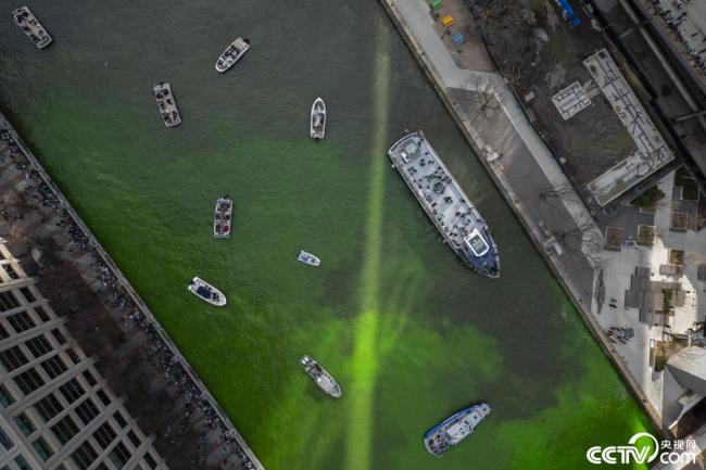 美国芝加哥河被染成绿色插图2