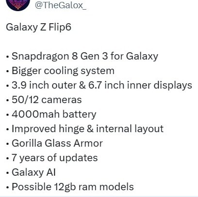 消息称三星 Galaxy Z Flip6 手机外屏扩大到 3.9 英寸，升级 12GB 内存插图2