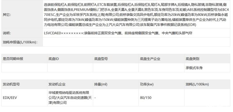 上汽大众ID.7 S双电机版申报图 丰富选择空间插图2