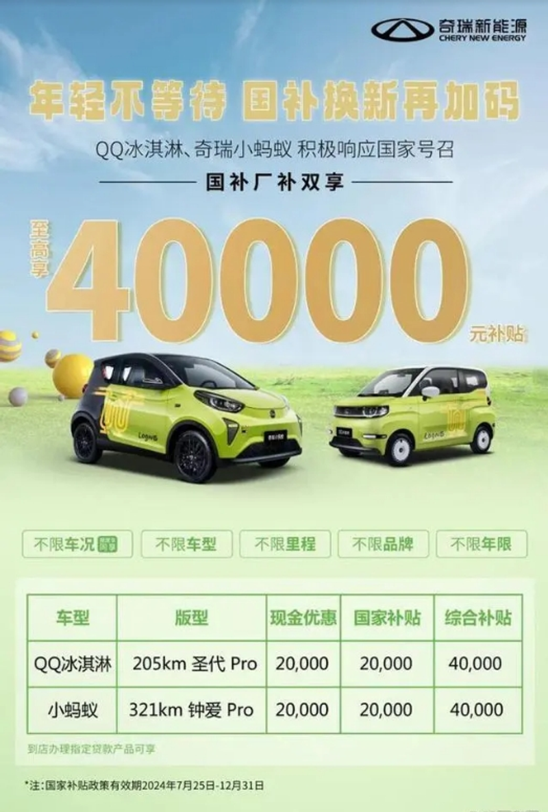 至高补贴4万！奇瑞QQ冰淇淋/小蚂蚁部分车型限时优惠插图