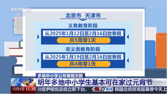 多地中小学公布寒假天数 明年元宵节基本可在家过插图