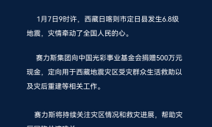 赛力斯向西藏日喀则灾区捐款500万元 用于生活救援及灾后重建缩略图